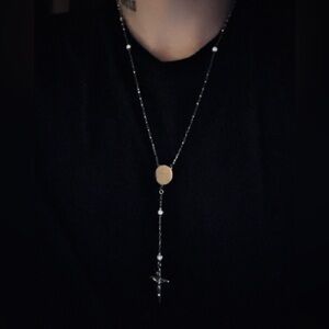 Gold and Silver Two-Tone Y-Shaped Necklace